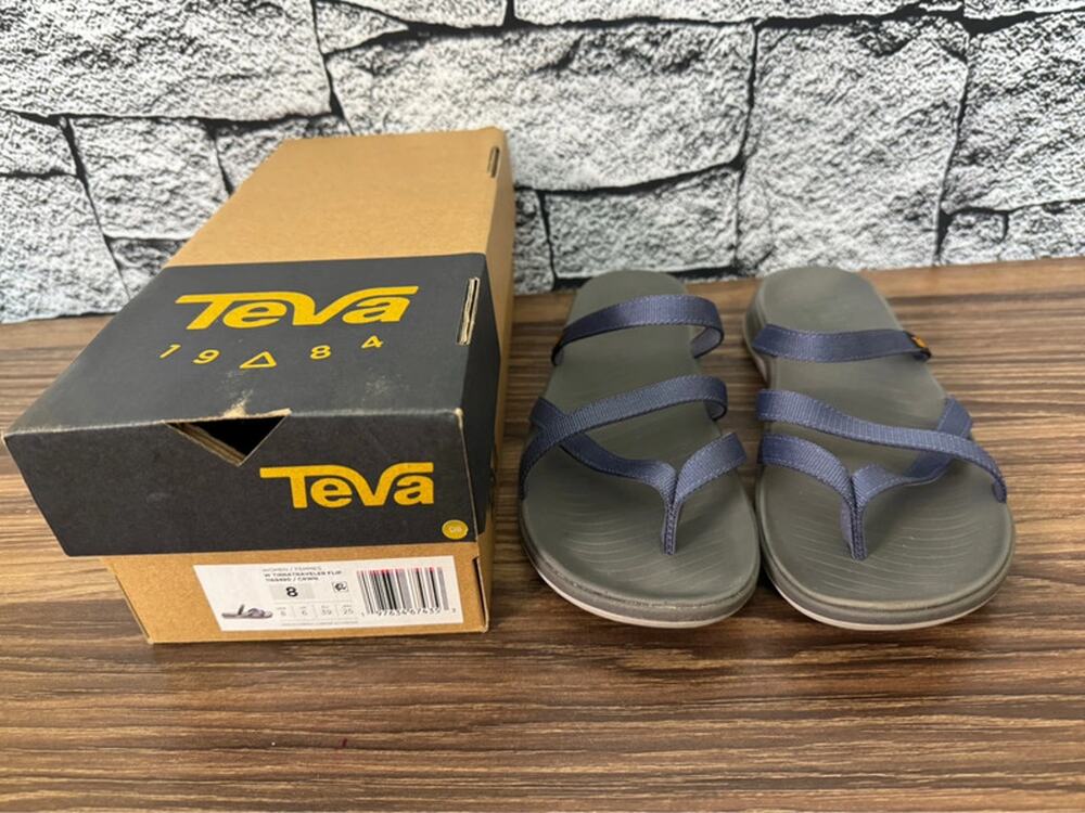 New Ladies Teva Tirratraveler Crown Blue Sandals - Size 8